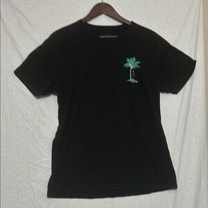Riot Society Black T-Shirt with Palm Tree & Mermajd Design size L